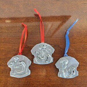 Enesco 2001 Harry Potter Collectible Pewter Magnets LOT (3) DIY'd XMAS Ornaments